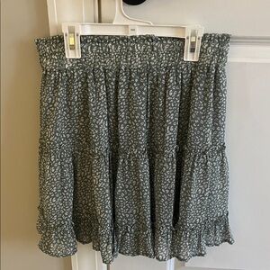 Girls Floral Teal Ruffle Tiered Skirt